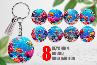 Keychain Fish Swim Tropical Ocean Sublimation artnoy 