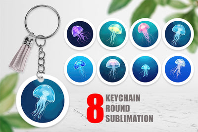 Keychain Floating Jellyfish Sublimation artnoy 