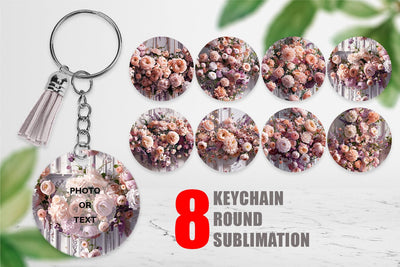Keychain Floral Bouquet Pattern Sublimation artnoy 