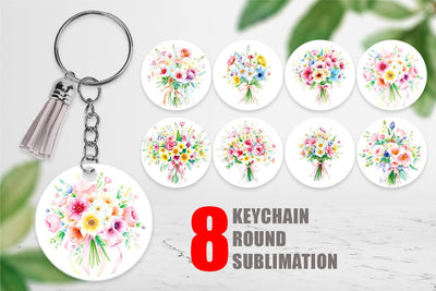 Keychain Floral Bouquets Sublimation artnoy 
