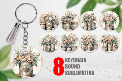 Keychain Floral Metal Tin Sublimation artnoy 