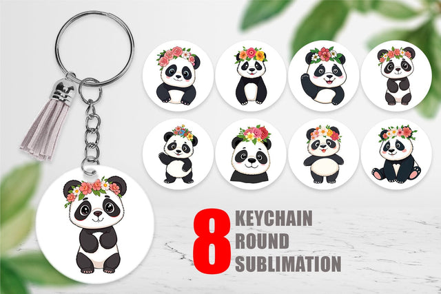 Keychain Floral Panda Sublimation artnoy 
