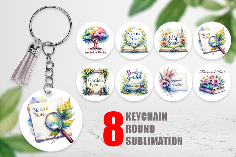 Keychain Floral Reading Quotes Sublimation artnoy 