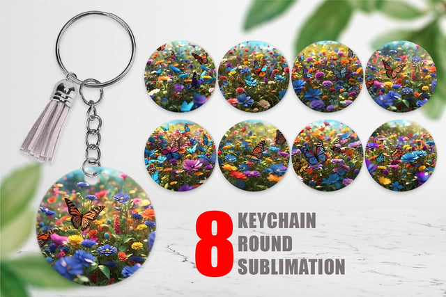 Keychain Flower and Butterfly Sublimation artnoy 
