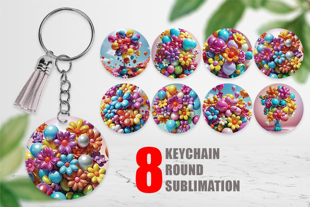 Keychain Flower Balloon Sublimation artnoy 