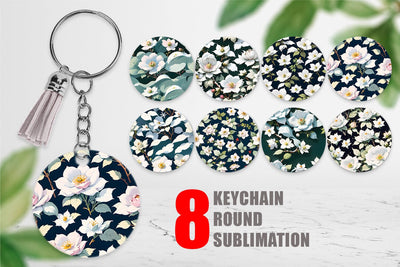 Keychain Flower Seamless Pattern Sublimation artnoy 