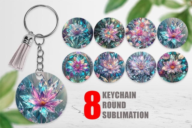 Keychain Flower Stained Glass Sublimation artnoy 