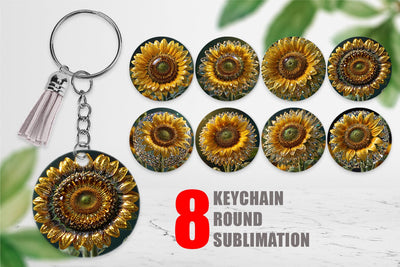 Keychain Flower Sunflower Glitter Sublimation artnoy 