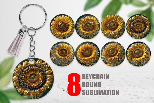 Keychain Flower Sunflower Glitter Sublimation artnoy 