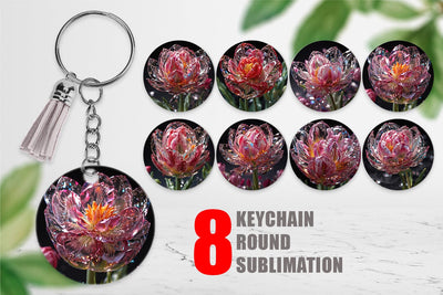 Keychain Flower Tulips Glitter Sublimation artnoy 