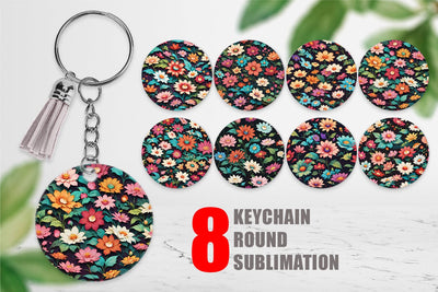 Keychain Flowers Colorful Sublimation artnoy 
