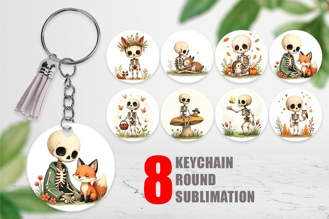 Keychain Forest Familiar Skeletons Sublimation artnoy 