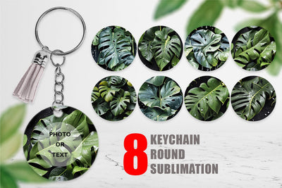 Keychain Forest Leaves Pattern Sublimation artnoy 