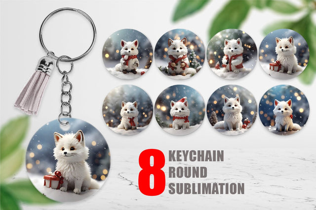 Keychain Fox Christmas Sublimation artnoy 