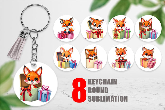 Keychain Fox Gift Sublimation artnoy 