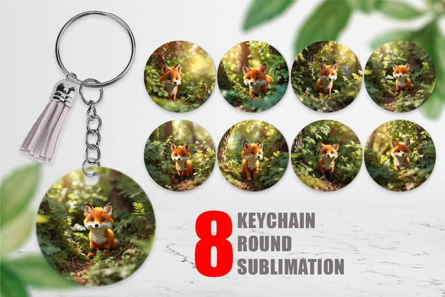 Keychain Fox in Summer Forest Sublimation artnoy 
