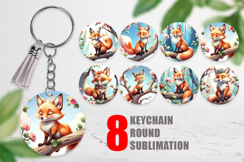 Keychain Fox on Branch Sublimation artnoy 