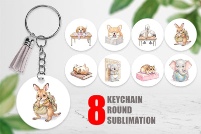 Keychain Friday Burnout Animal Watercolor Sublimation artnoy 
