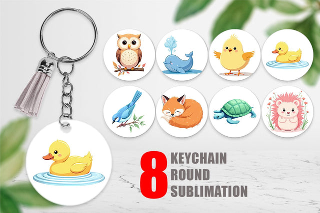 Keychain Friendly Cute Animals Sublimation artnoy 