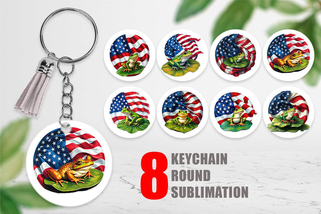 Keychain Frog 4th of July Sublimation artnoy 