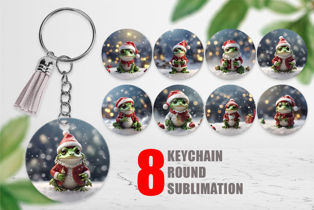 Keychain Frog Christmas Sublimation artnoy 