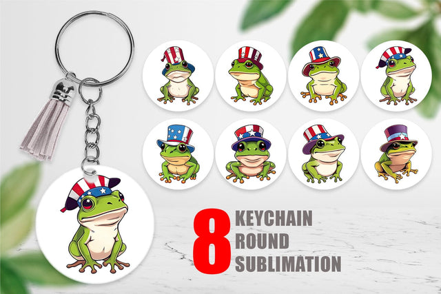 Keychain Frog Patriotic Sublimation artnoy 