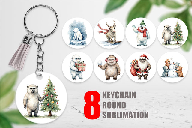 Keychain Frosty Yeti Friends Sublimation artnoy 