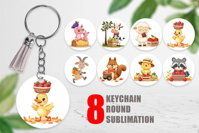 Keychain Fruit Harvest Babies Sublimation artnoy 