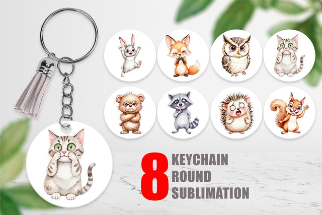 Keychain Funny Animal Faces Sublimation artnoy 