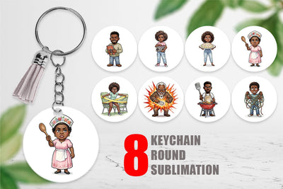 Keychain Funny Black Family Cookout Sublimation artnoy 