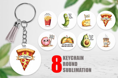 Keychain Funny Food Puns Valentine Sarcastic Love Bites Watercolor Sublimation artnoy 
