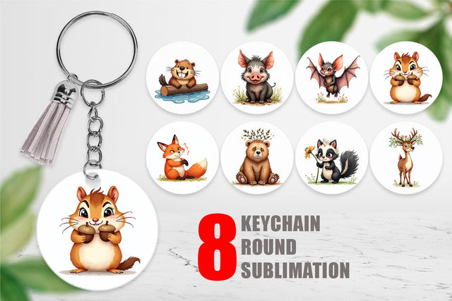 Keychain Funny Morning After Forest Animals Watercolor Sublimation artnoy 