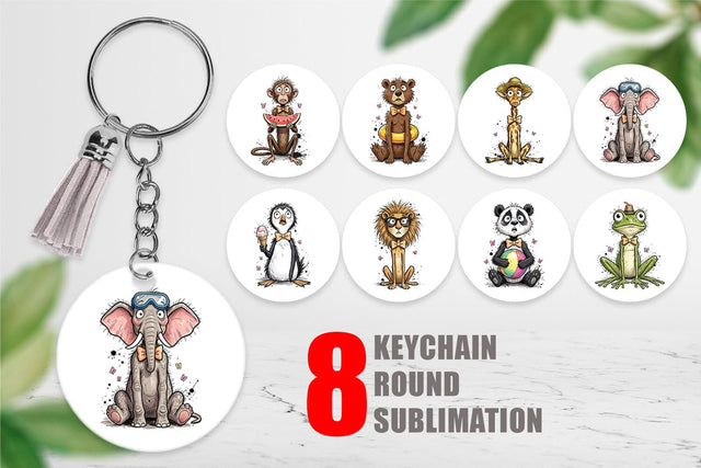Keychain Funny Skinny Summer Animal Sublimation artnoy 