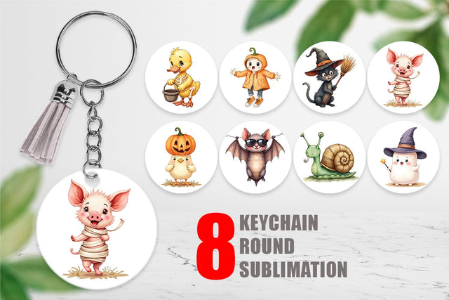 Keychain Funny Spooky Faces Sublimation artnoy 