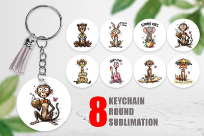 Keychain Funny Summer Quote Animals Sublimation artnoy 