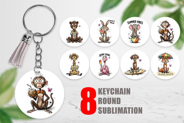 Keychain Funny Summer Quote Animals Sublimation artnoy 