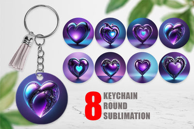 Keychain Futuristic Purple Heart Sublimation artnoy 