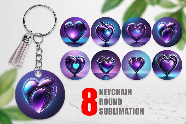 Keychain Futuristic Purple Heart Sublimation artnoy 
