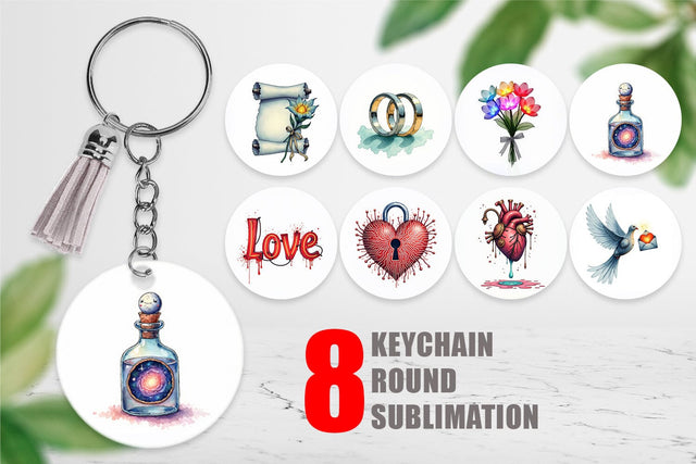 Keychain Galactic Affection Sci-Fi Love Symbols Sublimation artnoy 