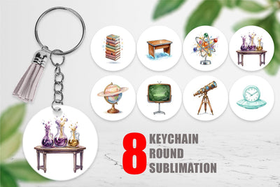 Keychain Galactic Classroom Decor Watercolor Sublimation artnoy 