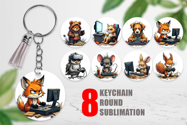 Keychain Gamer Critters Sublimation artnoy 