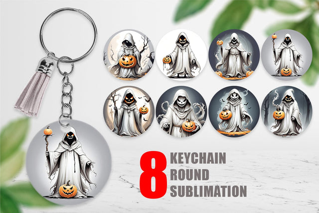 Keychain Ghost and Pumpkin Sublimation artnoy 