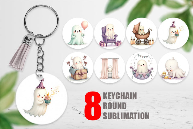 Keychain Ghost Baby Shower Sublimation artnoy 