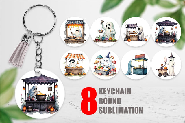 Keychain Ghost Food Stalls Sublimation artnoy 