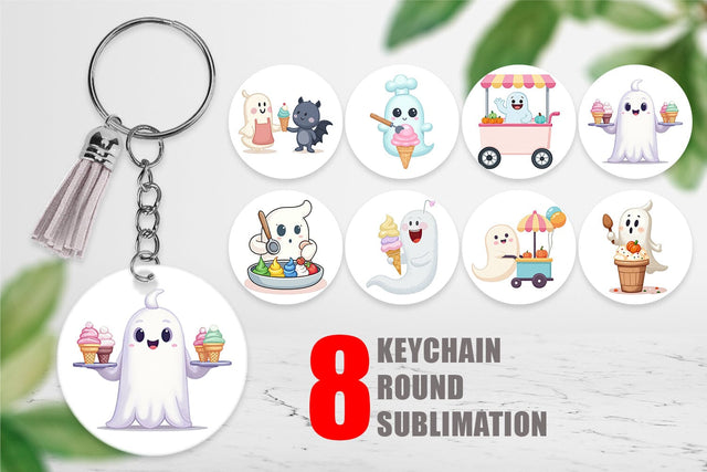 Keychain Ghost Ice Cream Sublimation artnoy 