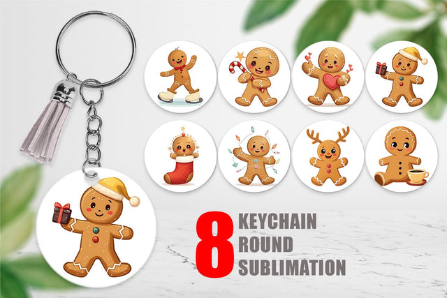 Keychain Gingerbread Christmas Joy Sublimation artnoy 