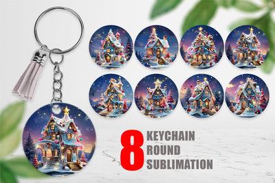 Keychain Gingerbread House Sublimation artnoy 