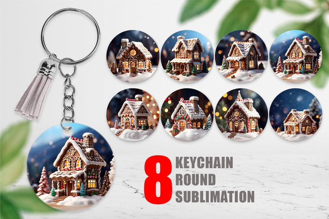 Keychain Gingerbread House Sublimation artnoy 