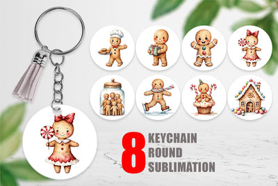 Keychain Gingerbread Joy Sublimation artnoy 