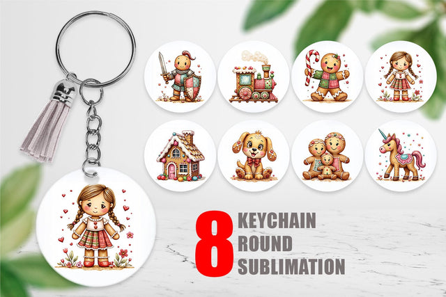 Keychain Gingerbread Patchwork Delights Sublimation artnoy 